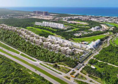 Vista áerea de proyecto de apartamentos en Cana Bay